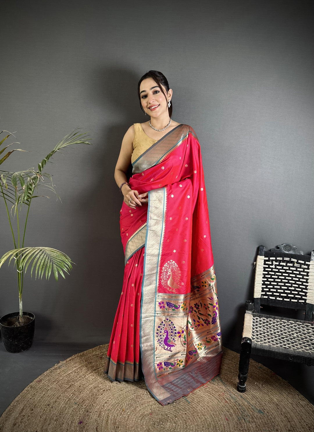 Pink Paithani Lichi Silk Saree With Zari Weaving Work | Festive & Wedding Wear – JaipurSaaj