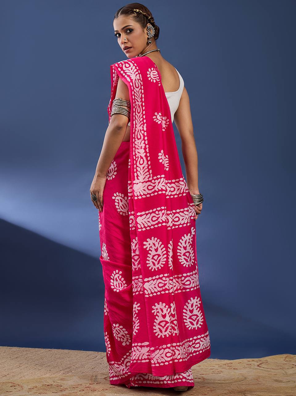 Pink Soft Pure Cotton Silk Saree With Hand Batik Print Work | Casual & Ethnic Wear – JaipurSaaj