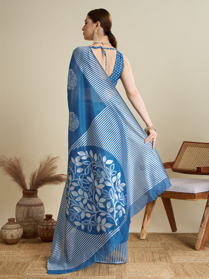 Sky Blue Color Soft Silk Saree With Weaving Work Lining Border