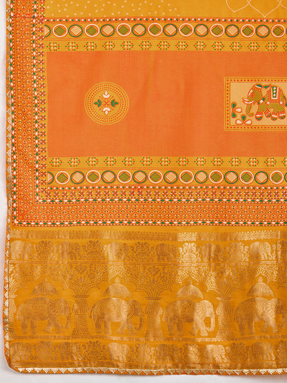 Yellow Soft Cotton Saree With Unique Table Printed & Lace Border | Stylish Wedding Wear Saree – JaipurSaaj
