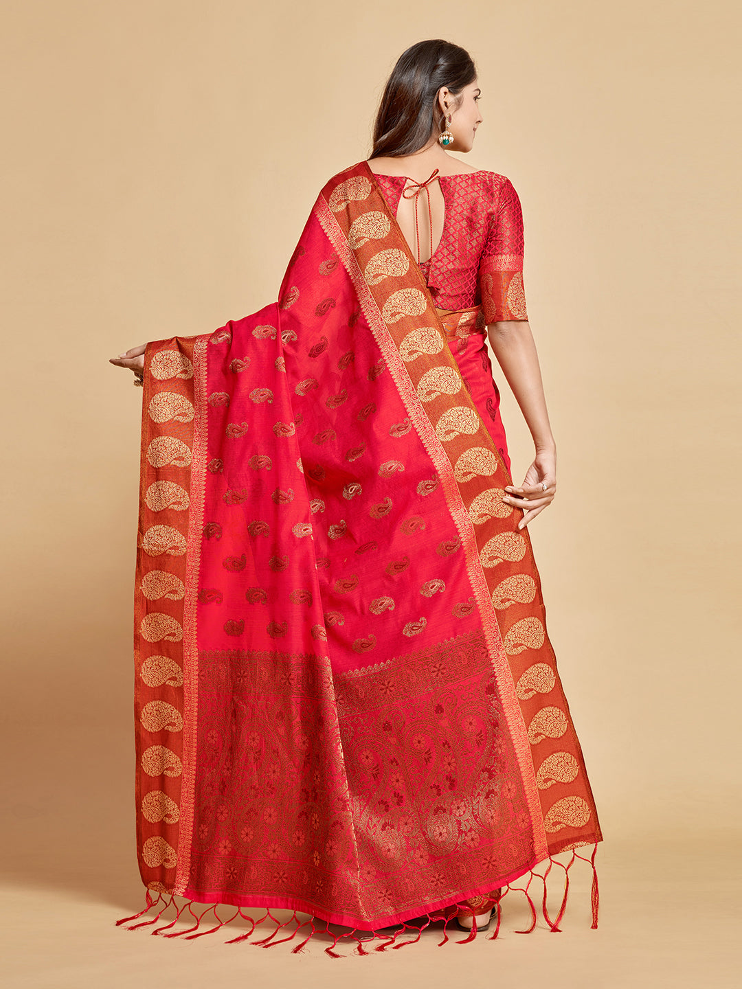 Pink Chanderi Cotton Saree With Woven Design | Traditional Festive Ethnic Wear – JaipurSaaj