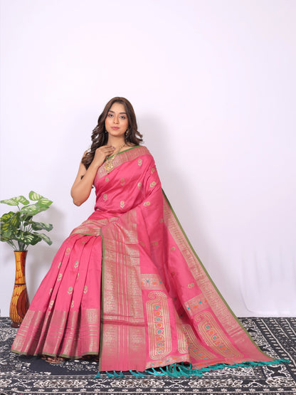 Gajari Banarasi Silk Saree With Zari Weaving Work | Bridal Wedding Wear – JaipurSaaj