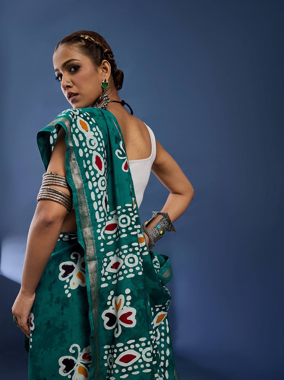 Rama Green Soft Pure Cotton Silk Saree With Hand Batik Print Work | Casual & Ethnic Wear – JaipurSaaj