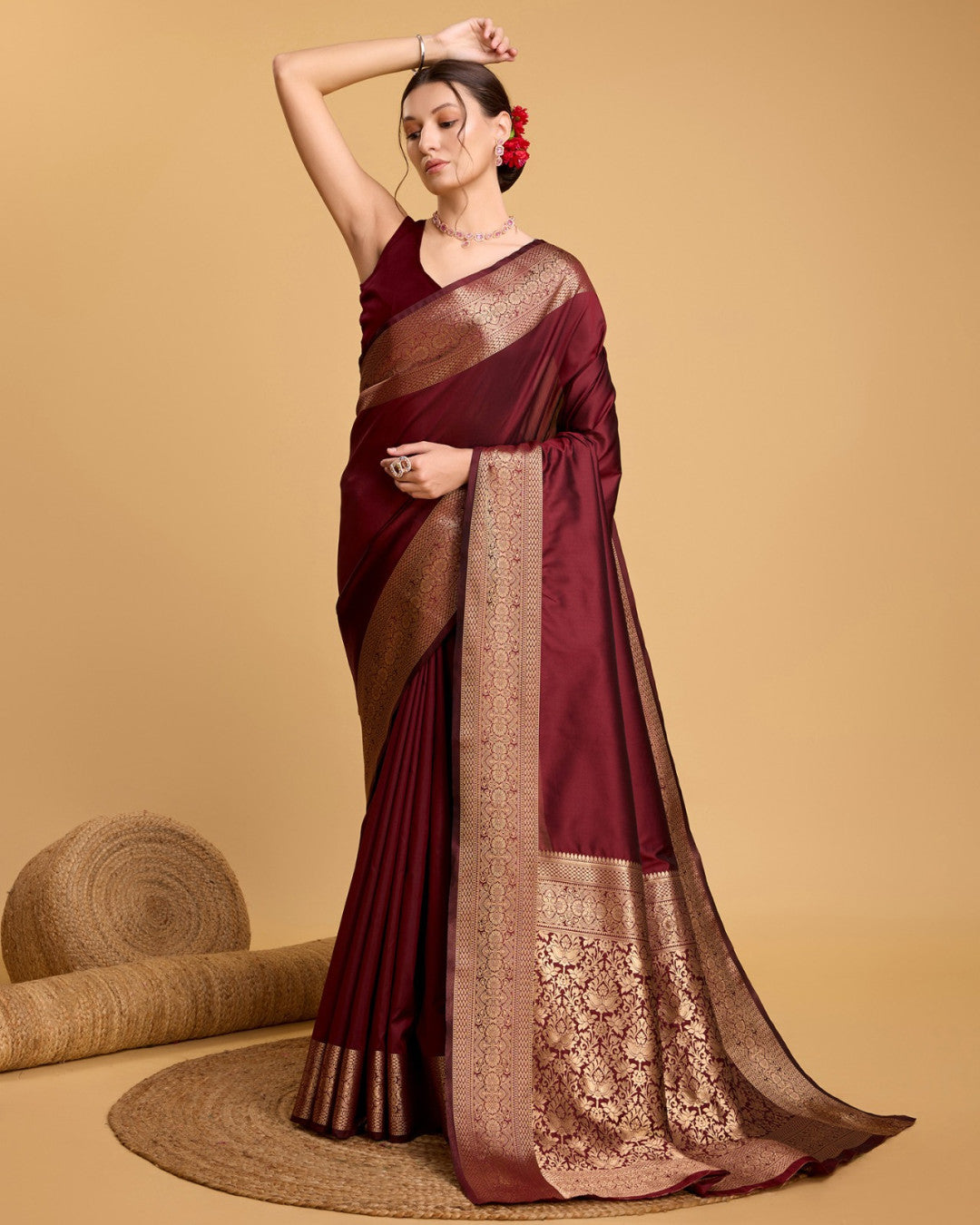 Maroon Color Soft Kanchipuram Silk Saree With Zari Weaving Work | Bridal Wedding & Festive Wear – JaipurSaaj