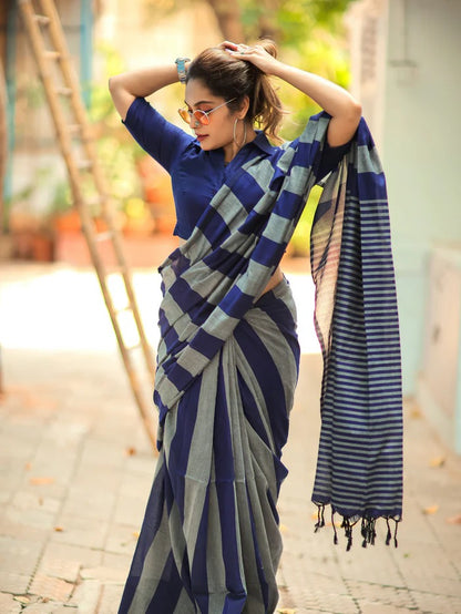 Multi Color Office Wear Khadi Cotton Saree