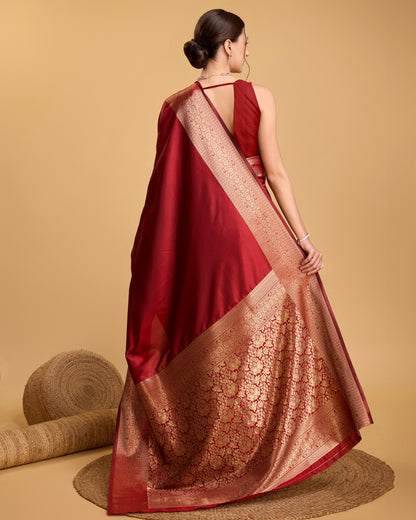 Red Color Soft Kanchipuram Silk Saree With Zari Weaving Work | Bridal Wedding & Festive Wear – JaipurSaaj