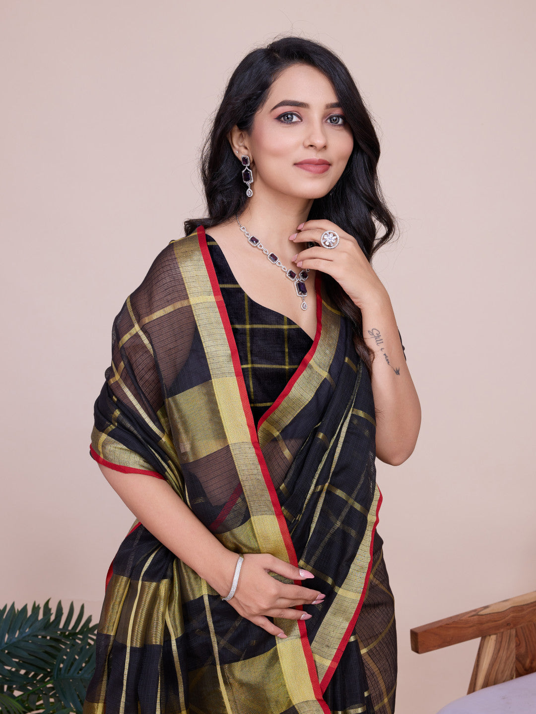 Black Kota Doriya Saree With Zari Weaving  Work | Lightweight Daily Wear – JaipurSaaj