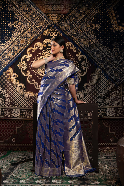 Royal Blue Banarasi Silk Saree With Zari Woven Work | Traditional Wedding & Bridal Wear – JaipurSaaj