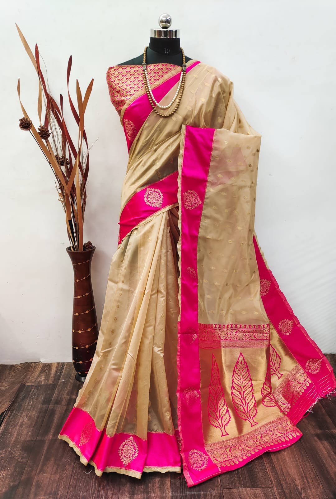 Cream Soft Organza Silk Saree With Zari Weaving Work | Festive & Party Wear Saree – JaipurSaaj