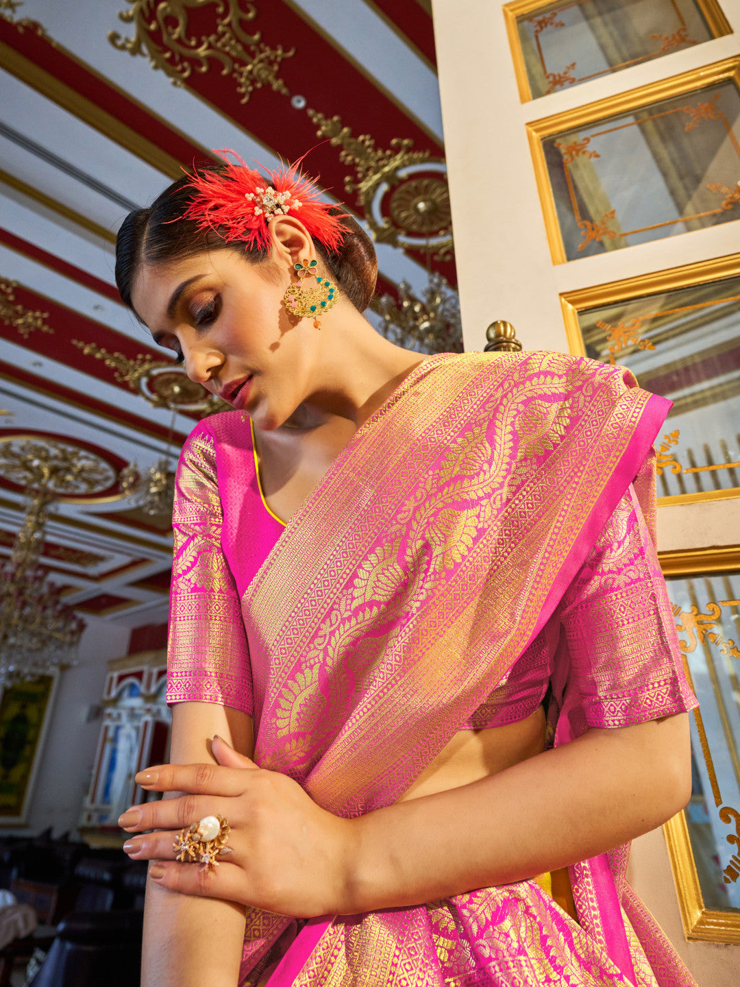 Yellow Soft Cotton Saree With Woven Design | Traditional Festive Ethnic Wear – JaipurSaaj
