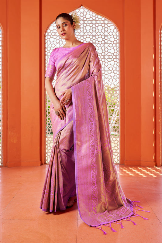 Pink Soft Silk Saree With Zari Weaving Work | Reception & Festive Wear – JaipurSaaj