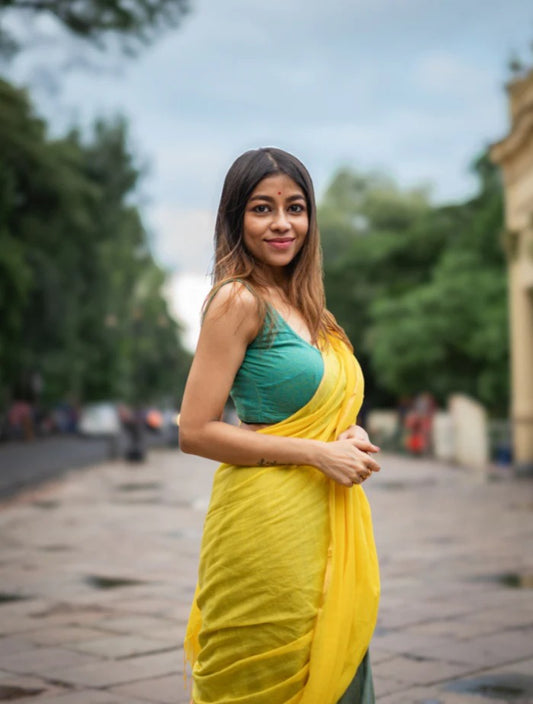 Multi Color Office Wear Plain Khadi Cotton Saree