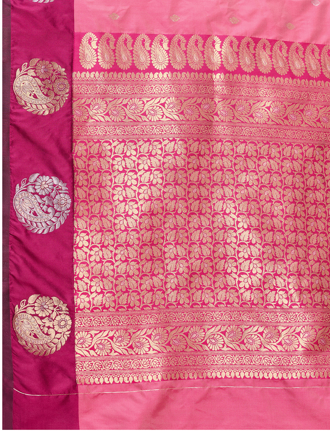 Pink Soft Silk Saree With Silver Banarasi Zari Weaving Work | Festive Wear – JaipurSaaj