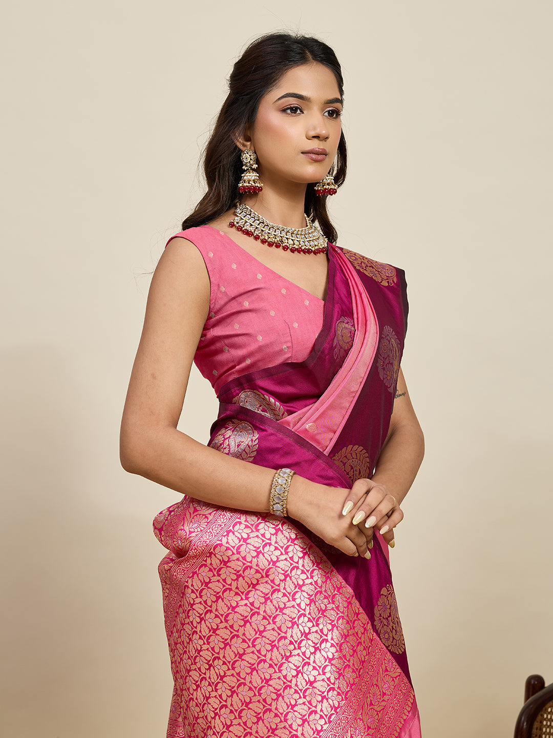 Pink Soft Silk Saree With Silver Banarasi Zari Weaving Work | Festive Wear – JaipurSaaj