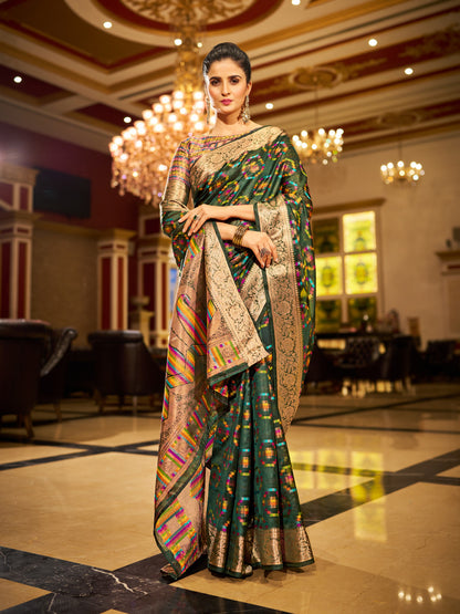 Green Green Organza Silk Saree with Zari Weaving Work | Wedding & Festive Wear – JaipurSaaj