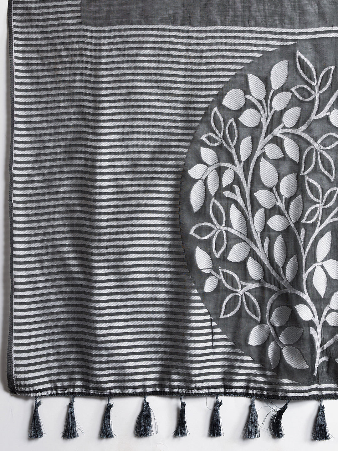 Gray Color Soft Silk Saree With Weaving Work Lining Border