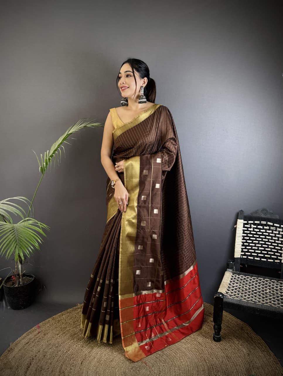 Coffee Soft Cotton Silk Saree With Zari Weaving Work | Lightweight Ethnic Wear – JaipurSaaj