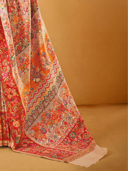 Peach Pashmina Silk Saree With Traditional Woven Design | Festive & Wedding Wear – JaipurSaaj