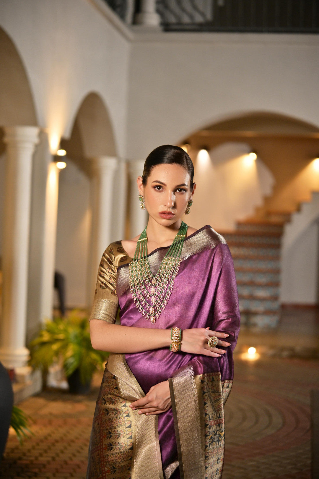 Magenta Khadi Raw Silk Saree With Beautiful Madhubani Printed Pallu | Party & Wedding Wear – JaipurSaaj
