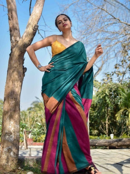 Multi Color Office Wear Khadi Cotton Saree