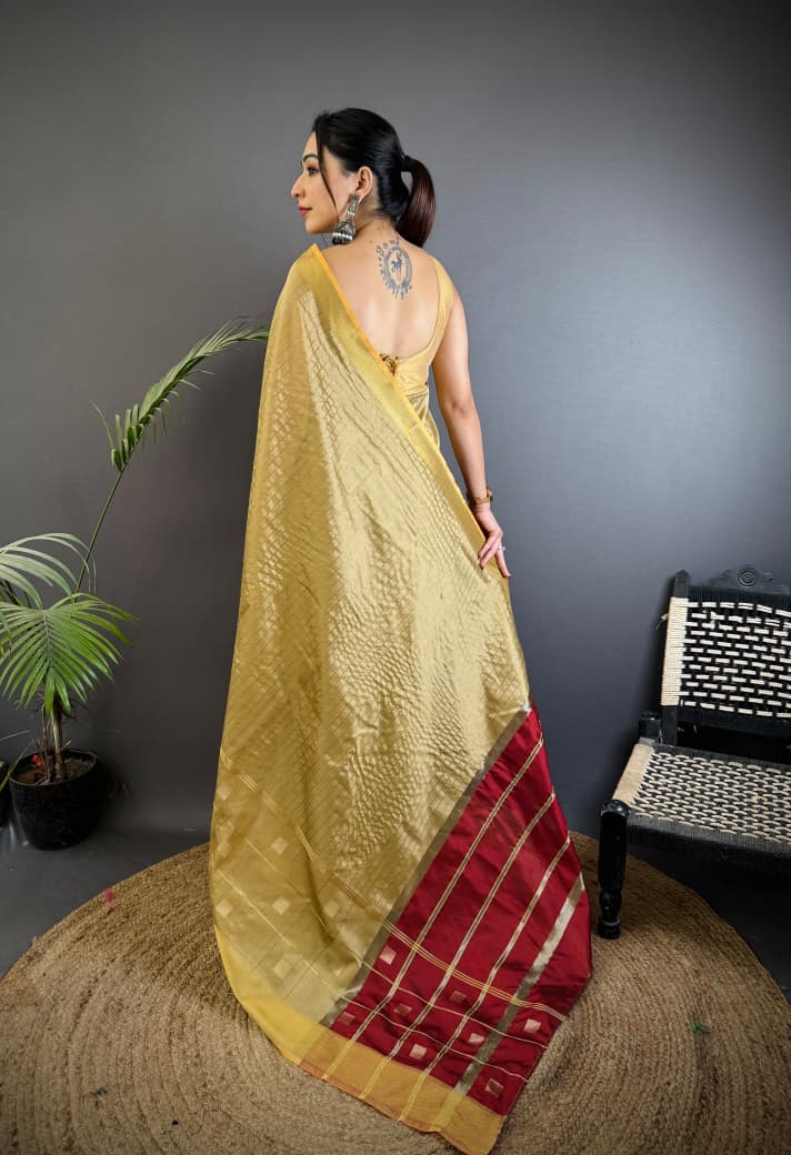 Cream Soft Cotton Silk Saree With Zari Weaving Work | Lightweight Ethnic Wear – JaipurSaaj