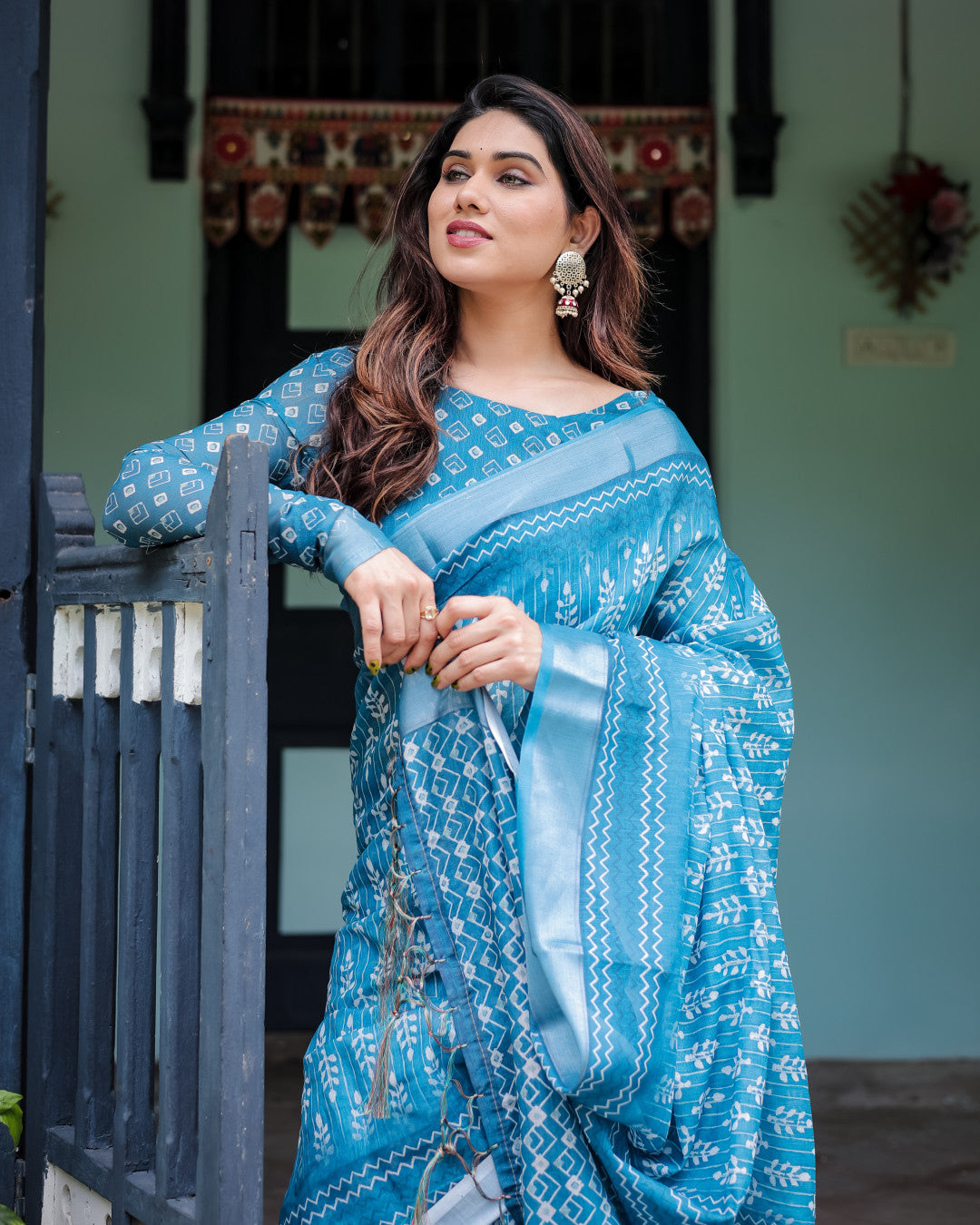 Firoji Summer Special Digital Printed Linen Cotton Saree