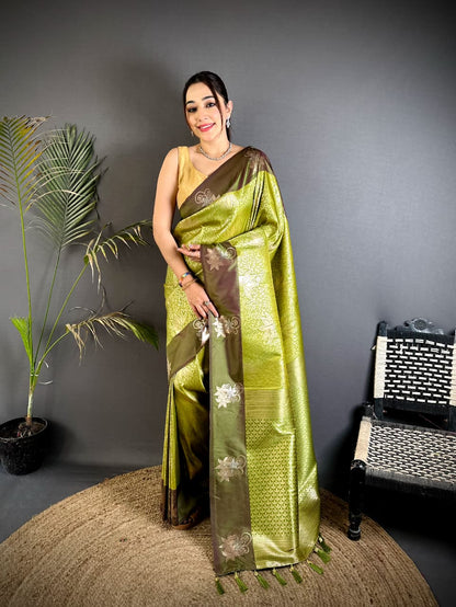 Parrot Green Premium Soft Silk Saree With Zari Weaving Work | Wedding & Festive Wear – JaipurSaaj