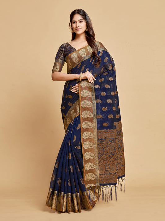 Chanderi Cotton Saree With Woven Design