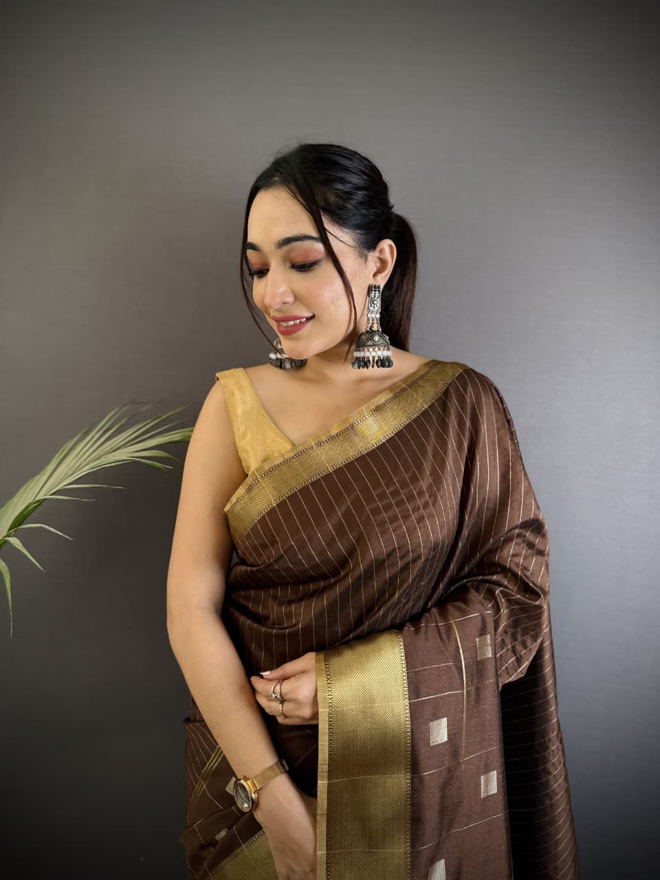Coffee Soft Cotton Silk Saree With Zari Weaving Work | Lightweight Ethnic Wear – JaipurSaaj
