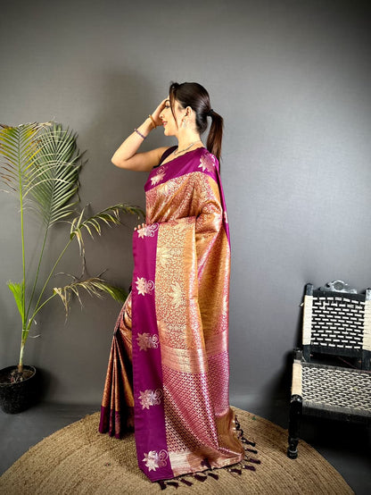 Wine Premium Soft Silk Saree With Zari Weaving Work | Wedding & Festive Wear – JaipurSaaj