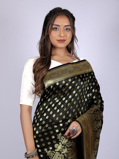 Black Banarasi Silk Saree With Zari Weaving Work | Wedding Wear – JaipurSaaj