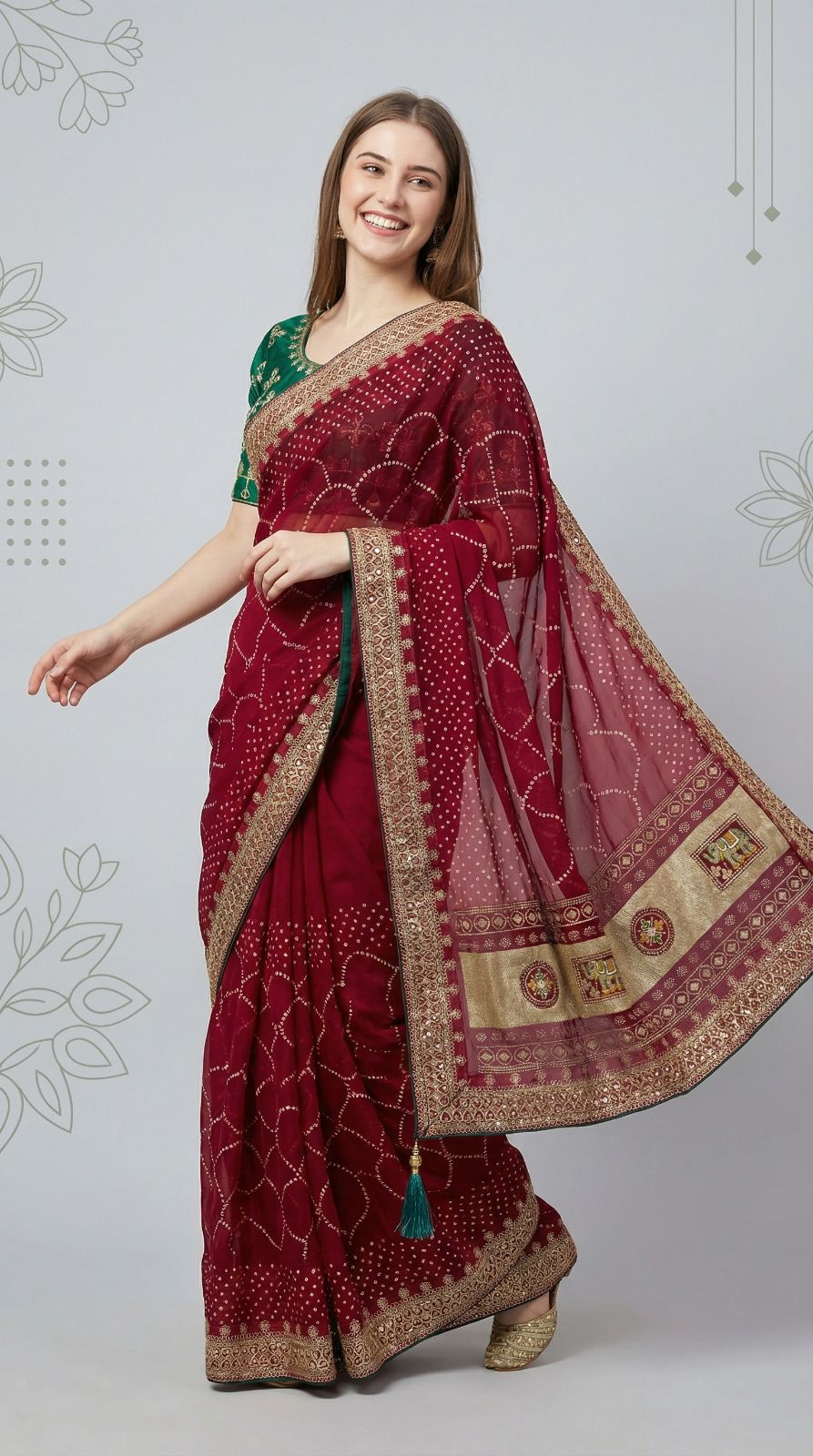 Pink Vichitra Silk Saree With Khadi Bandhej Heavy Pallu & Zari Border | Wedding & Festive Wear – JaipurSaaj