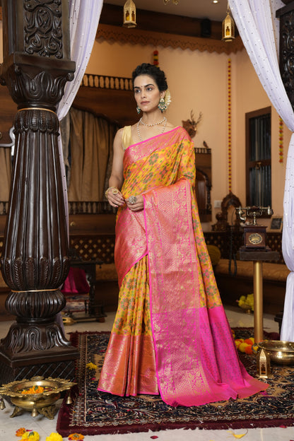 Yellow Soft Cotton Saree With Woven Design | Traditional Festive Ethnic Wear – JaipurSaaj