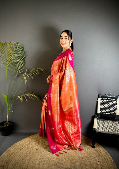 Peach Premium Soft Silk Saree With Zari Weaving Work | Wedding & Festive Wear – JaipurSaaj