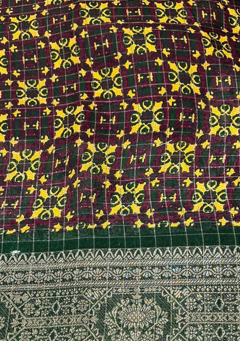 Maroon Dola Silk Saree With Beautiful Madhubani Printed Pallu Work