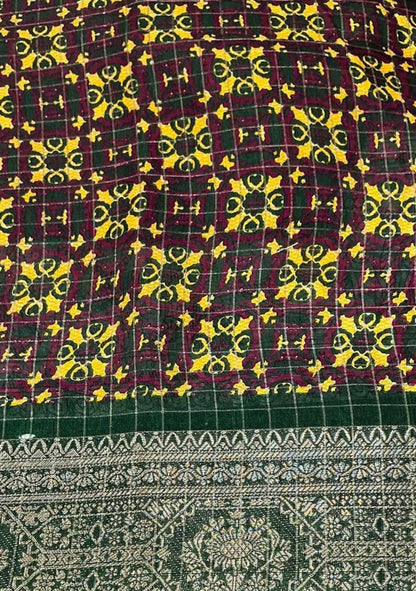 Maroon Dola Silk Saree With Beautiful Madhubani Printed Pallu Work