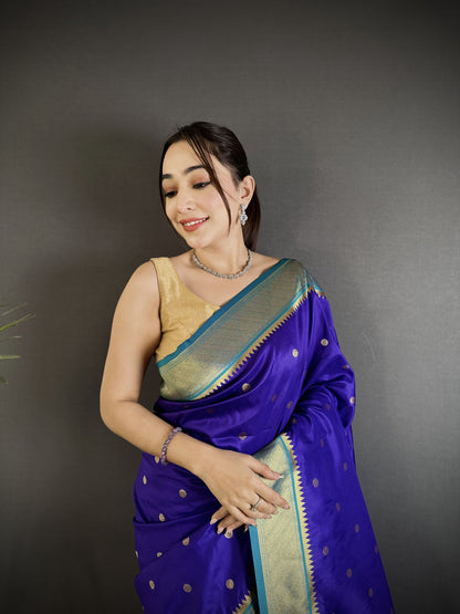 Violet Premium Paithani Lichi Silk Saree With Zari Weaving Work | Festive & Wedding Wear – JaipurSaaj