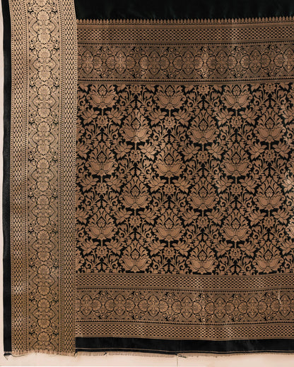 Black Color Soft Kanchipuram Silk Saree With Zari Weaving Work | Bridal Wedding & Festive Wear – JaipurSaaj