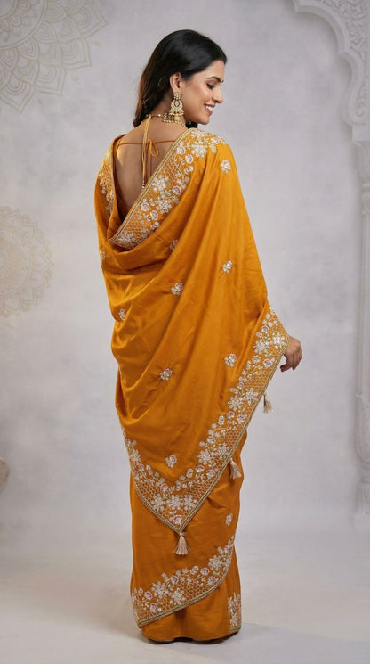 Yellow Dola Silk Saree With Sequence Embroidery Work | Festive & Wedding Wear – JaipurSaaj