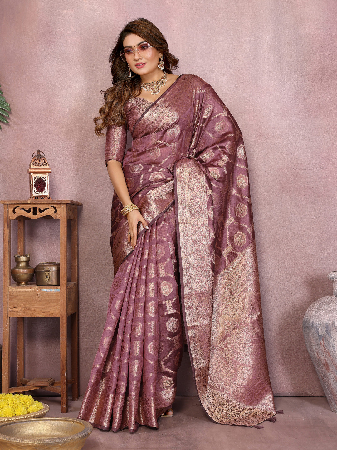 Magenta Organza Silk Banarasi Saree With Zari Weaving Work | Bridal Wedding & Festive Wear – JaipurSaaj