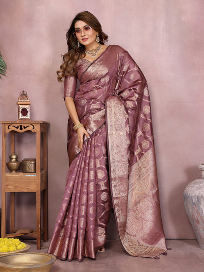 Magenta Organza Silk Banarasi Saree With Zari Weaving Work | Bridal Wedding & Festive Wear – JaipurSaaj
