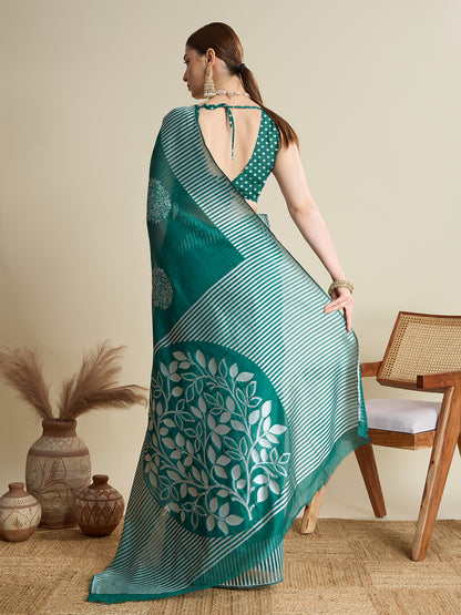 Rama Green Color Soft Silk Saree With Weaving Work Lining Border