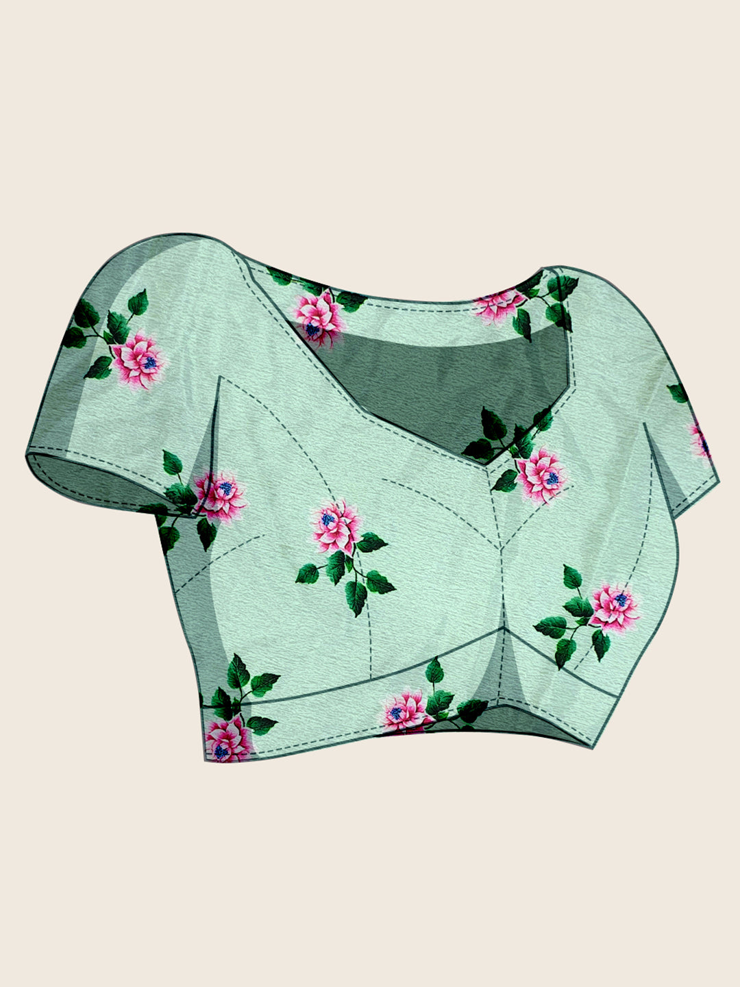 Sky Blue Soft Chinnon Silk Saree With Digital Printed Work