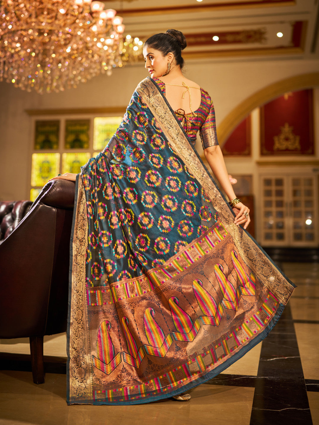 Firoji Green Organza Silk Saree with Zari Weaving Work | Wedding & Festive Wear – JaipurSaaj
