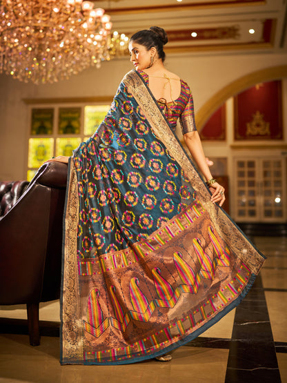 Firoji Green Organza Silk Saree with Zari Weaving Work | Wedding & Festive Wear – JaipurSaaj