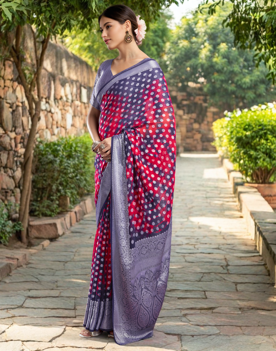 Multi Fancy Georgette Saree With Jacquard Weaving Work