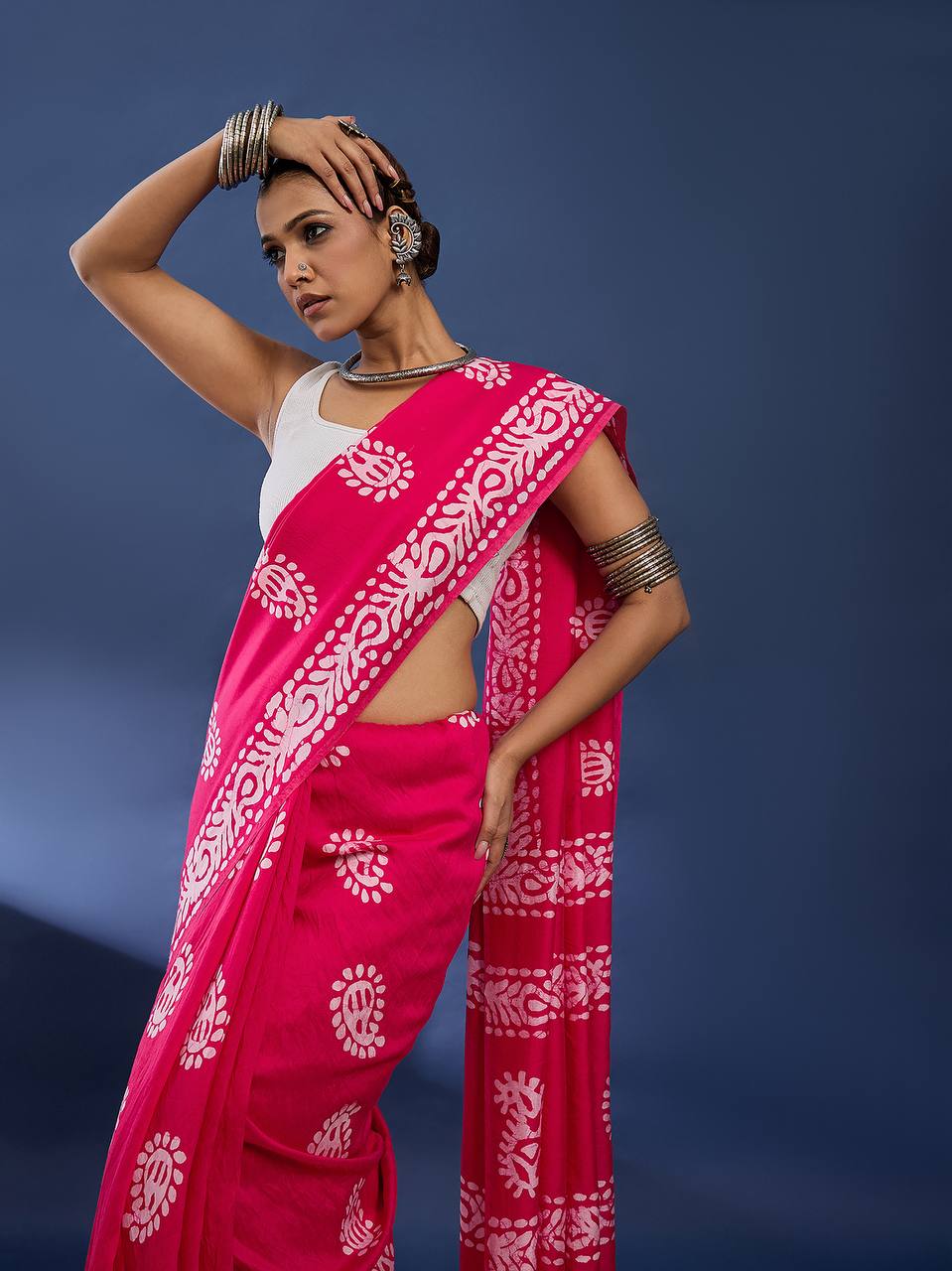 Pink Soft Pure Cotton Silk Saree With Hand Batik Print Work | Casual & Ethnic Wear – JaipurSaaj