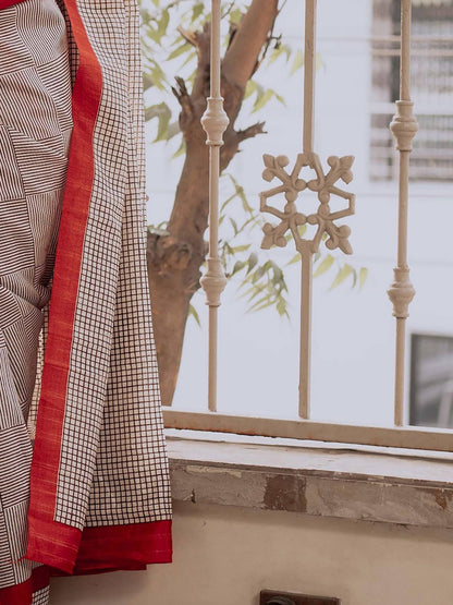 Beige Color Soft Pure Cotton Silk Saree With Jaipur Block Print Work | Traditional Office & Ethnic Wear – JaipurSaaj