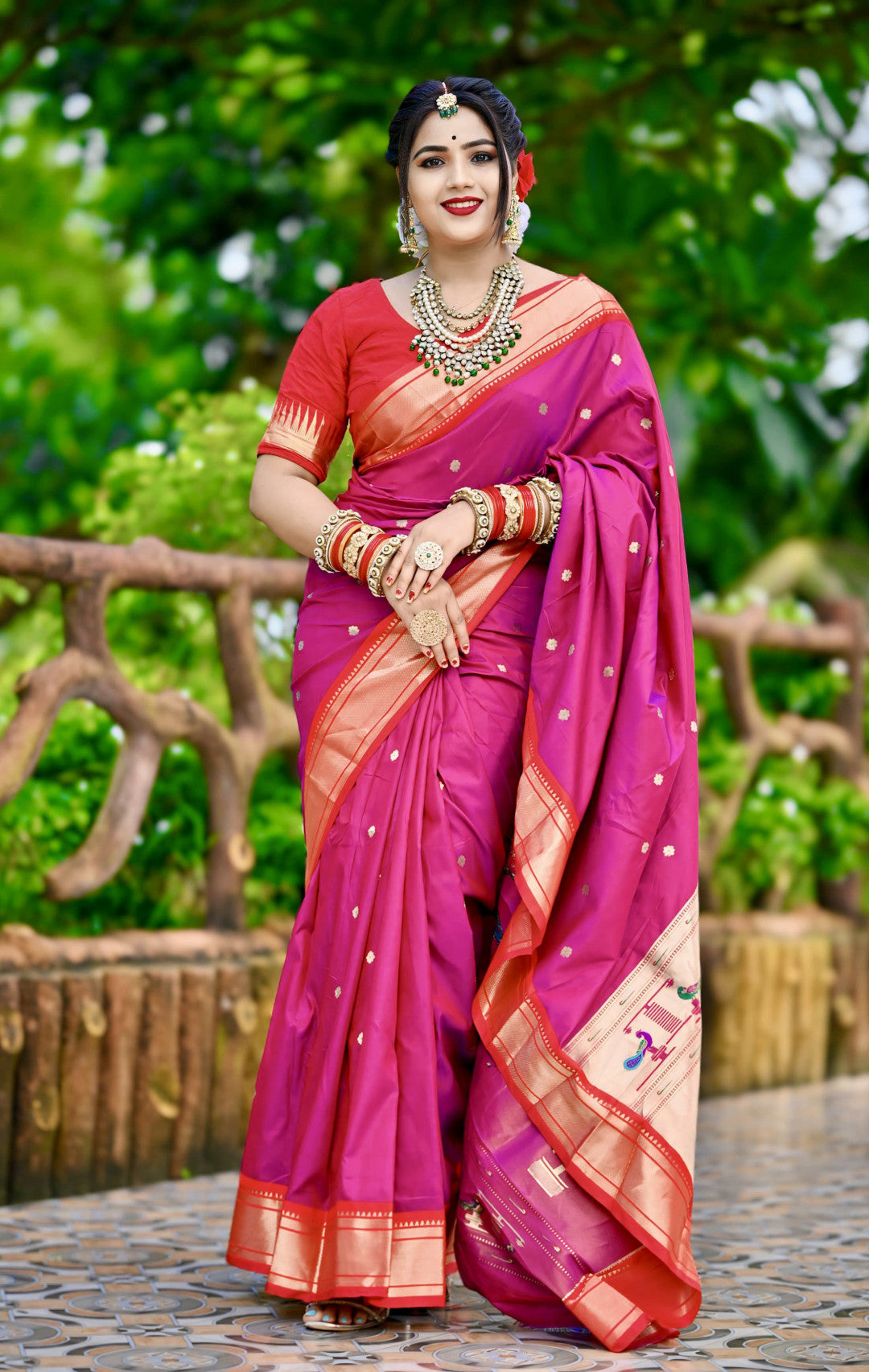 Magenta Paithani Silk Saree With Zari Weaving Work | Bridal Wedding Wear – JaipurSaaj