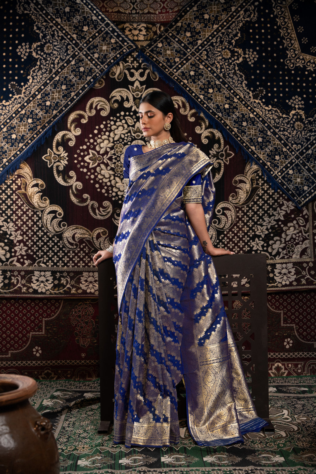 Royal Blue Banarasi Silk Saree With Zari Woven Work | Traditional Wedding & Bridal Wear – JaipurSaaj